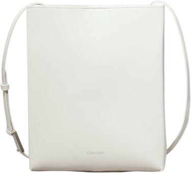 Calvin Klein Damen Crossbody Bag Tasche aus Leder, Weiß (Antique White), Einheitsgröße im Sale